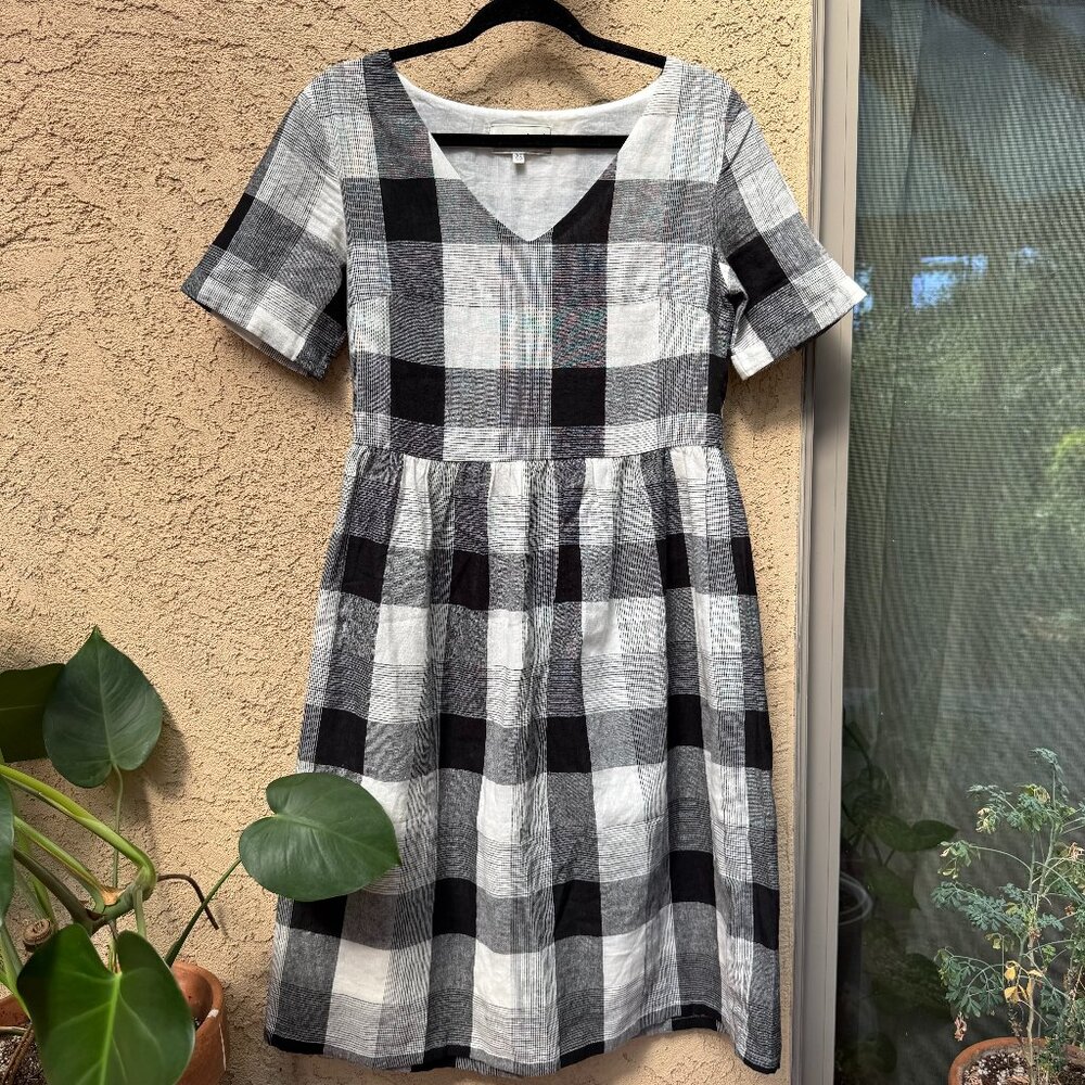 Piper and Scoot Black and White Plaid Midi Dress Size XS Extra Small